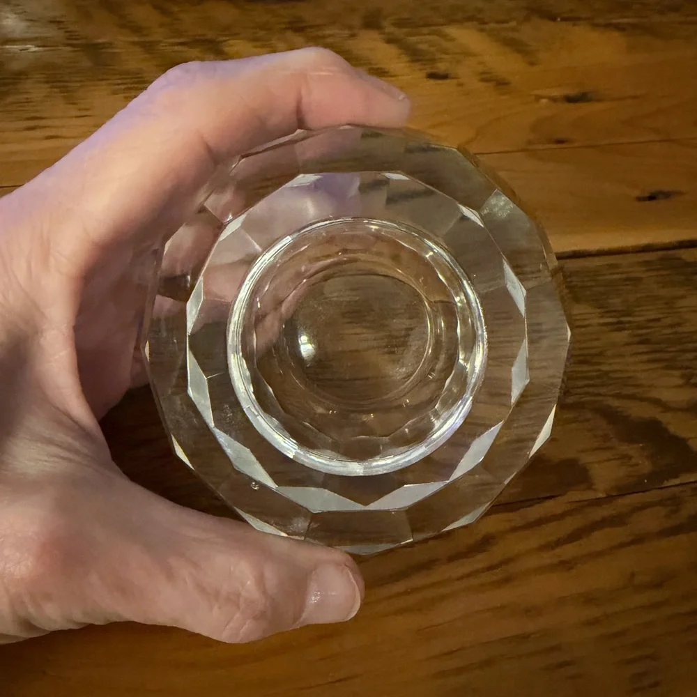 Beautiful Vintage Faceted Crystal Candle Holder - Picture 7 of 8